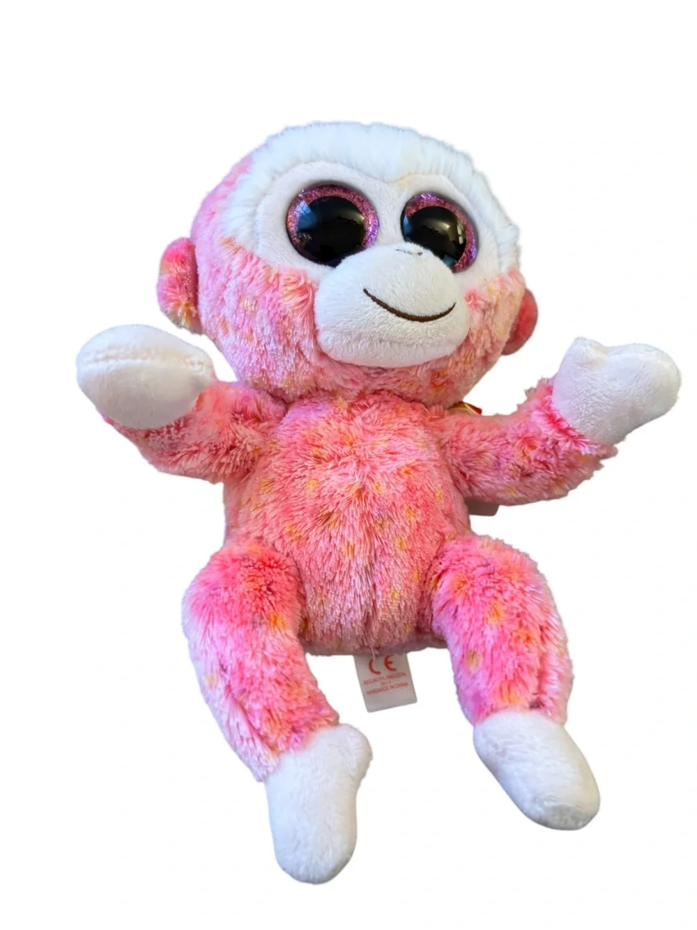 Ty Beanie Boos Ruby Pink Monkey Plush Glitter Eyes w/ Tags EUC